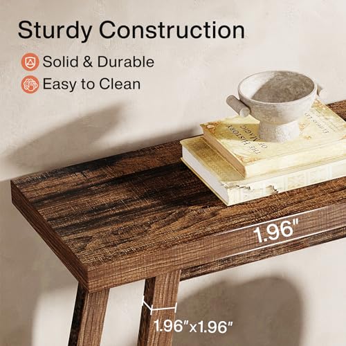 Rustic Brown 2-Tier Narrow Wood Console Table O629