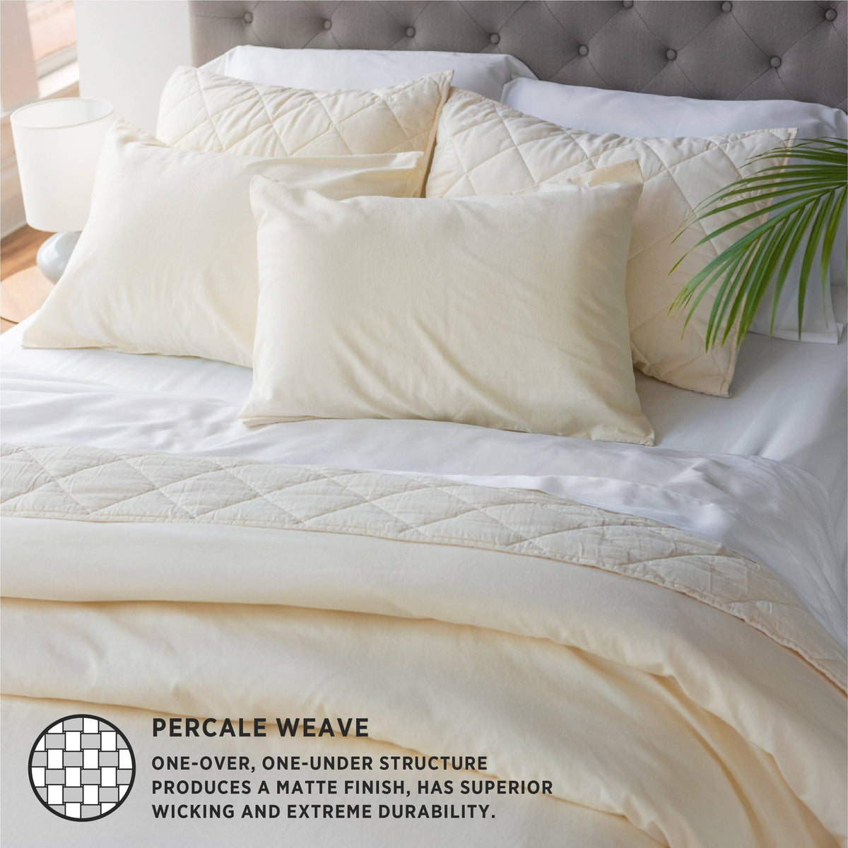 White 3-Piece Percale Duvet Cover Set P296685