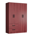 Modern Wood 4 Doors 2 Drawers Armoire (Mahogany) A67509