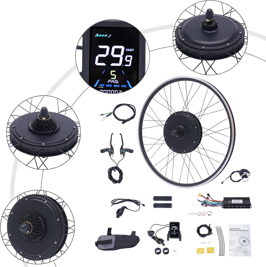 48V 1000W Front Wheel Hub Motor E-Bike Conversion Kit F8600