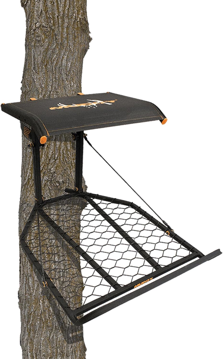 Durable Weather-Resistant Outdoor Hunting Tree Stand with Fixed Footrest & Seat, 300 Pound Maximum Capacity C7936