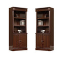 3 Shelf Wood Bookcase with Doors in Cherry (Set of 2) J984110