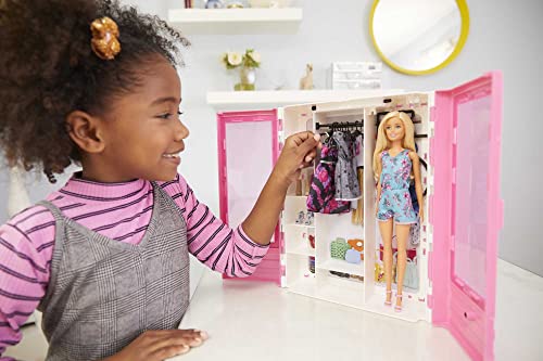 Blonde Fashion Doll & Pink Closet Playset with Clothes & 12 Accessories O7777