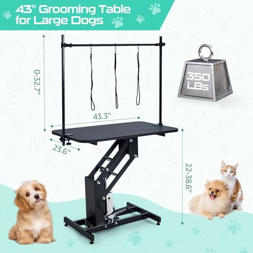 Hydraulic Dog Grooming Table, Heavy Duty, Max Load 350Lbs, WHITE F325