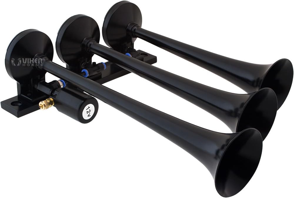 Train Horn Kit with 150psi Air Compressor, 1.5 Gallon Tank, 3 Trumpets D4302