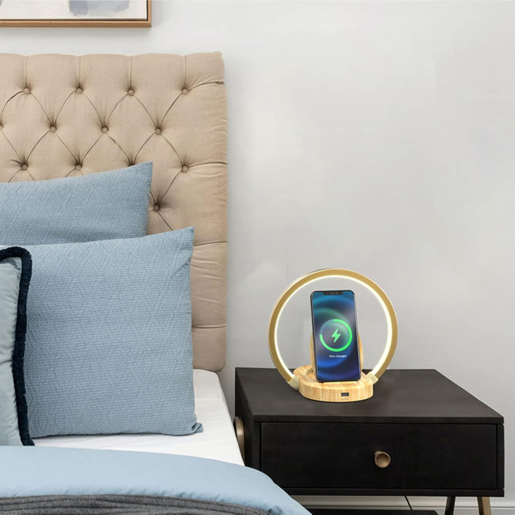 LED Wood Table Lamp with 3 Brightness Levels V644929