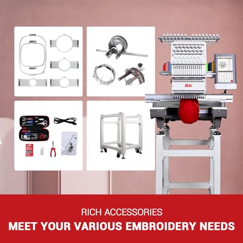 Embroidery Machine With 15 Needle, 1200SPM Max Speed, 13.7x19.7 Inches Embroidery Area, 10" Touch Screen F410269