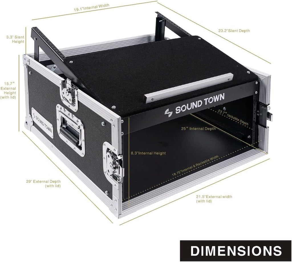 4U PA DJ Pro Audio Rack Case with 13U Slant Mixer Top C572796