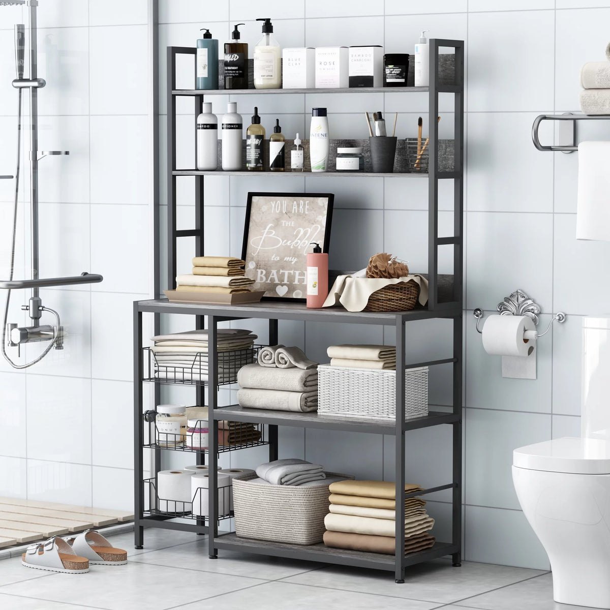 5-Tier Kitchen Bakers Rack with 3 Baskets R29411