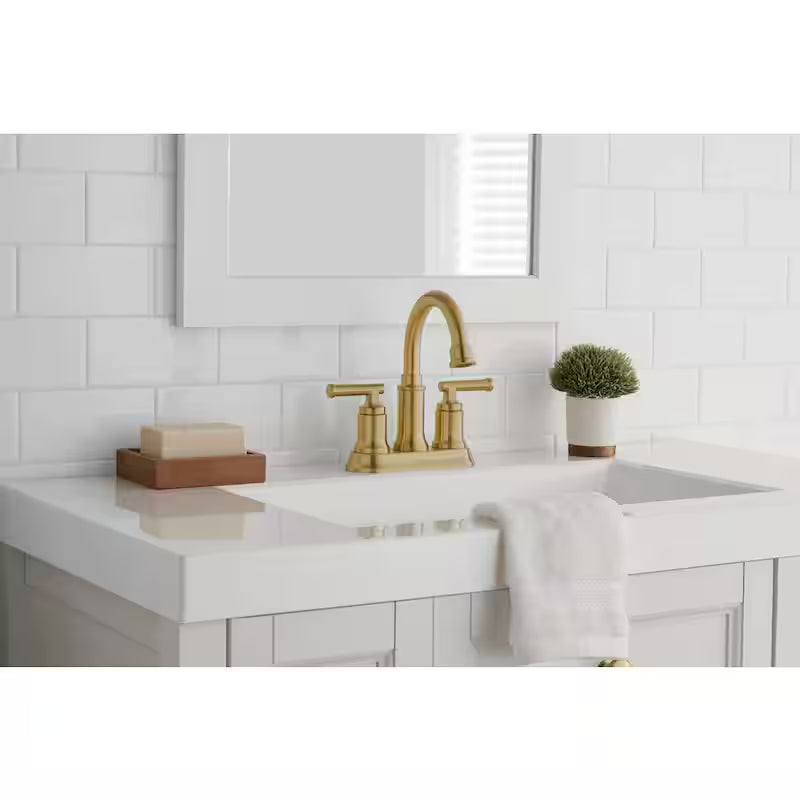 4 in. Centerset Double-Handle High-Arc Bathroom Faucet Matte Gold 2-Pack H81527