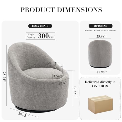 Beige Swivel Accent Chair with Hidden Storage T52985