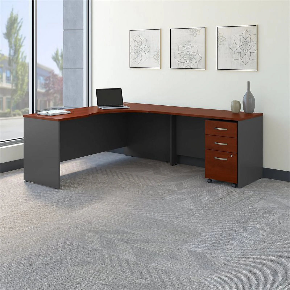 72"W Corner Desk with Return and Mobile Cabinet A591411