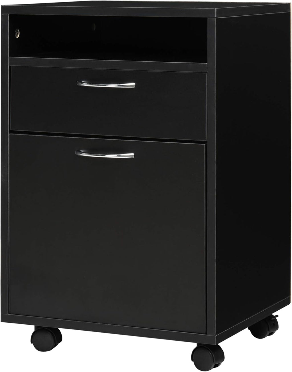 Brown Mobile File Cabinet with Lockable Drawer, Pack of 2 L242768
