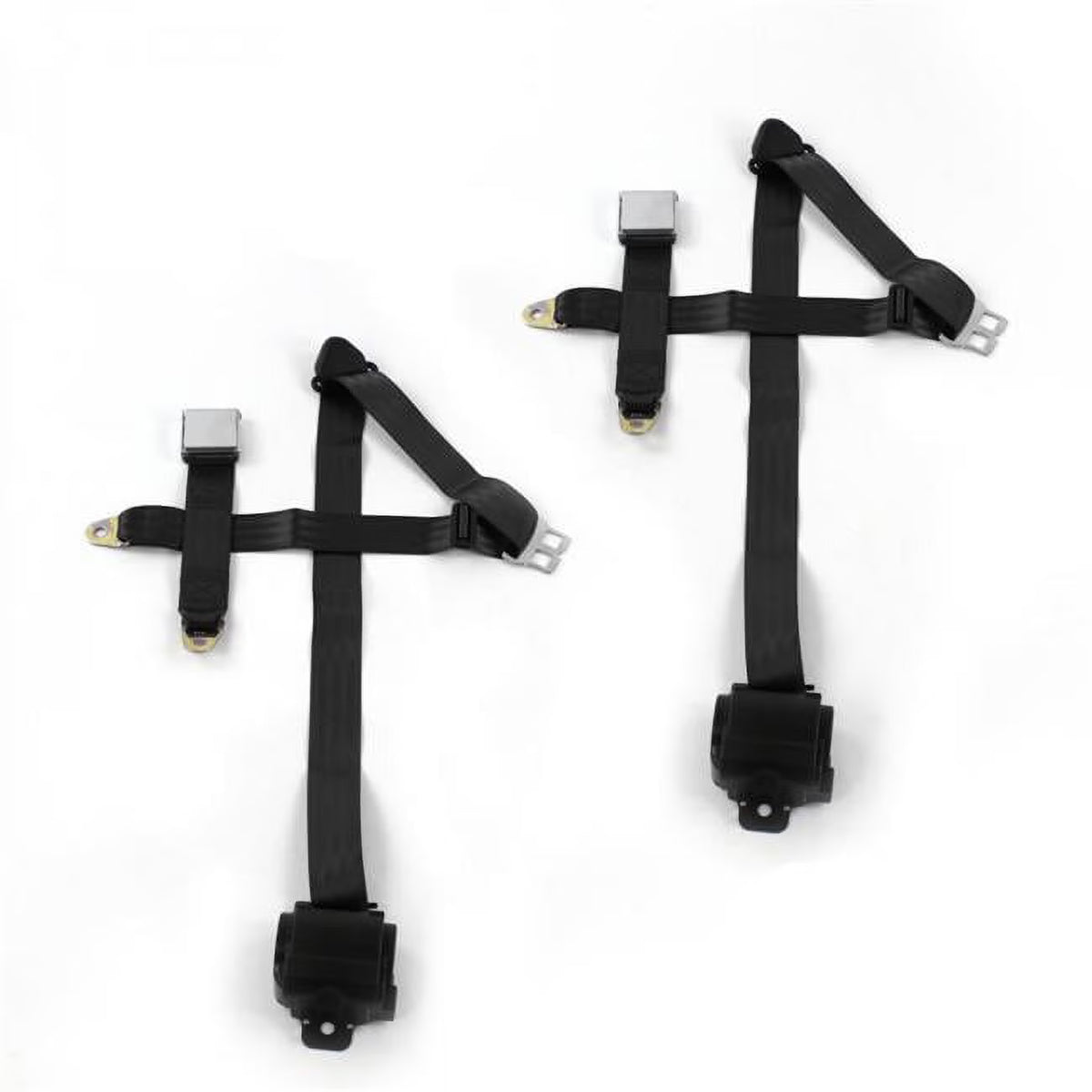 Black Retractable Bucket Seat Belt Kit 3 Point - 2 Belts T106706