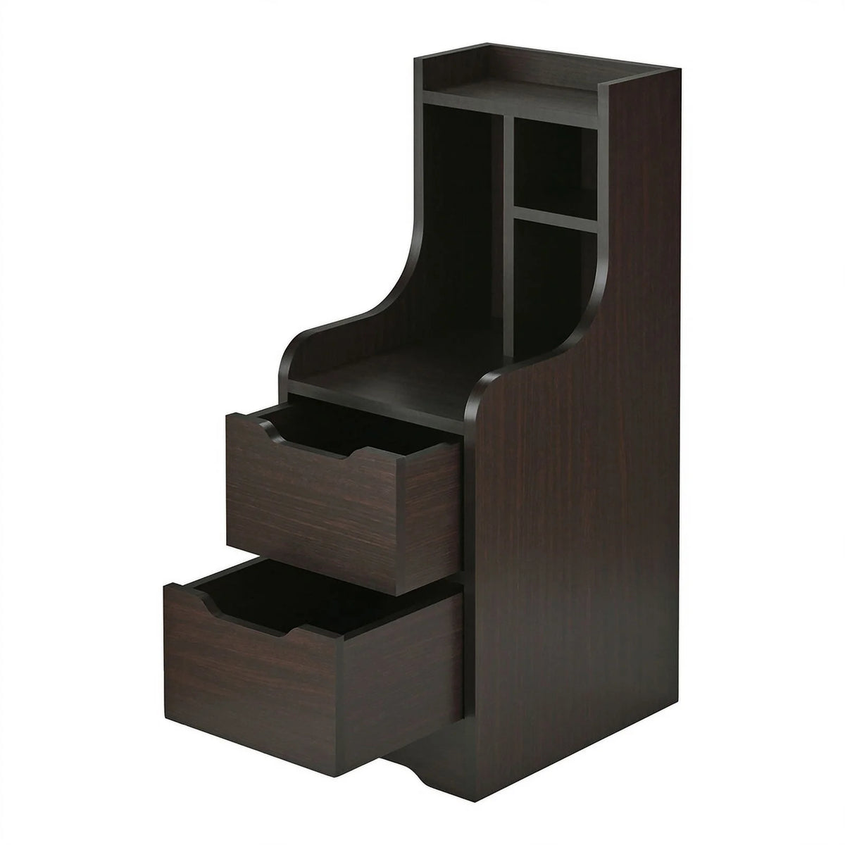 Walnut Wood 2-Drawer Nightstand with Open-Shelf Z51652