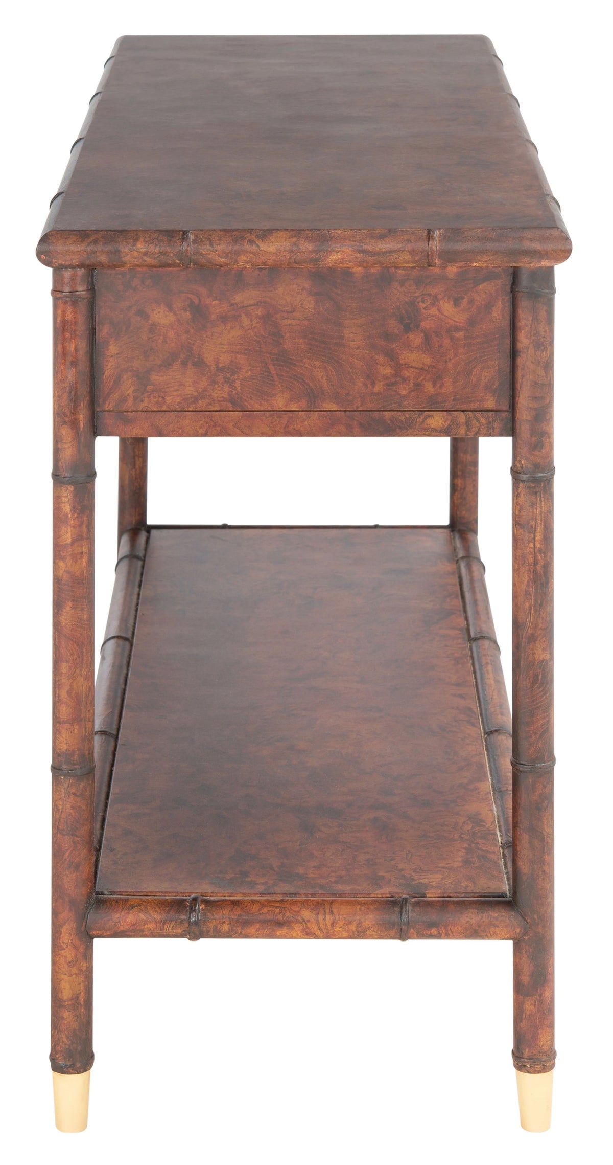 Dark Brown Gold Wood Console Table with Drawer F233243