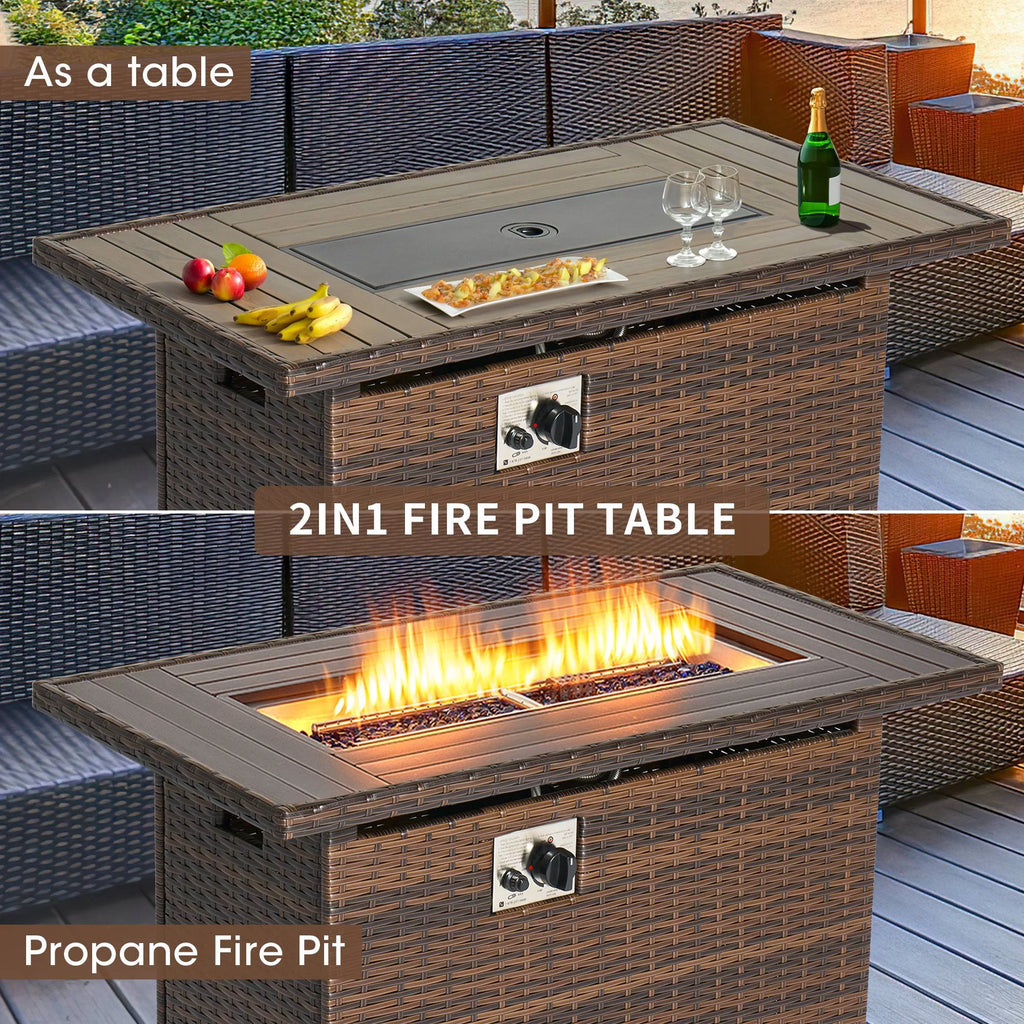 8 Pcs Patio Furniture Set with Fire Pit Table K863507