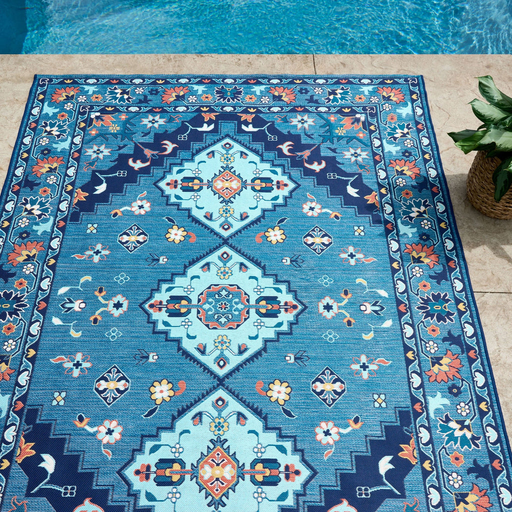 Indigo Blue 5' x 7' Outdoor Rug P90955