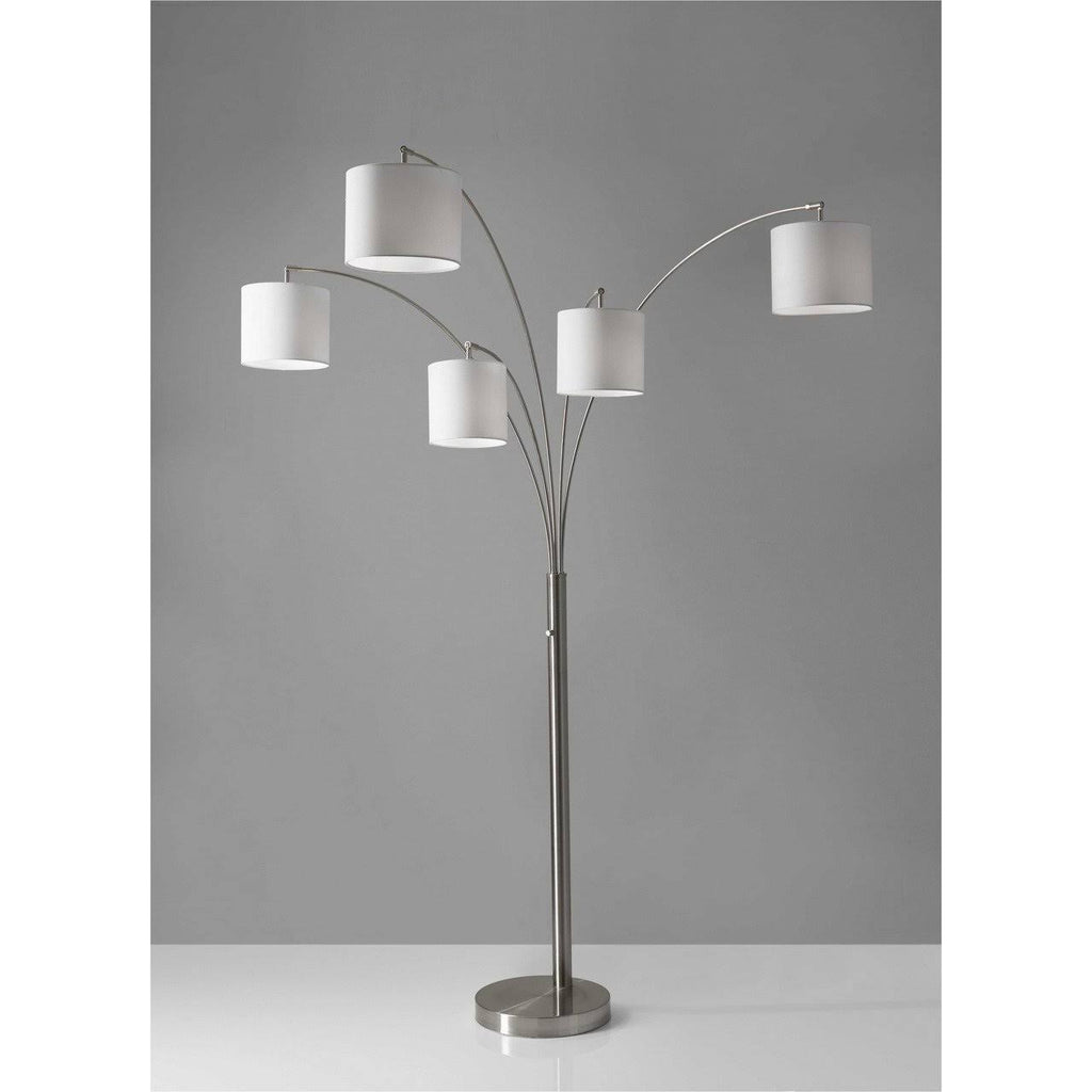 Brushed Steel Metal 5-Arm Arc Lamp O656789
