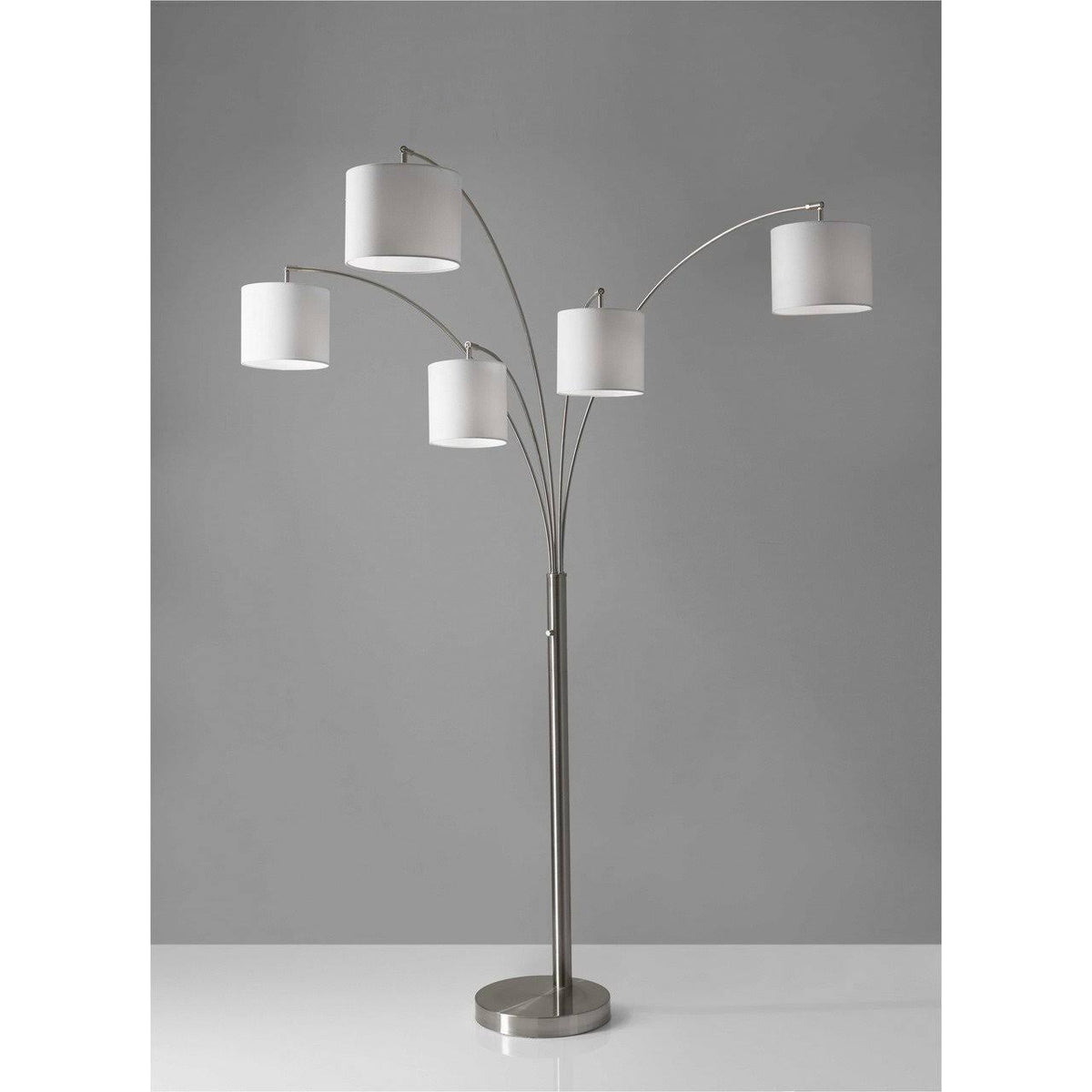 Brushed Steel Metal 5-Arm Arc Lamp O656789