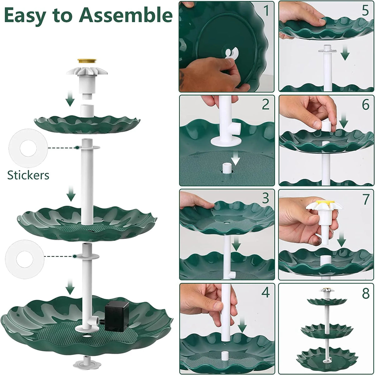 3 Tiered Bird Bath with 3.5W Solar Pump Z4731