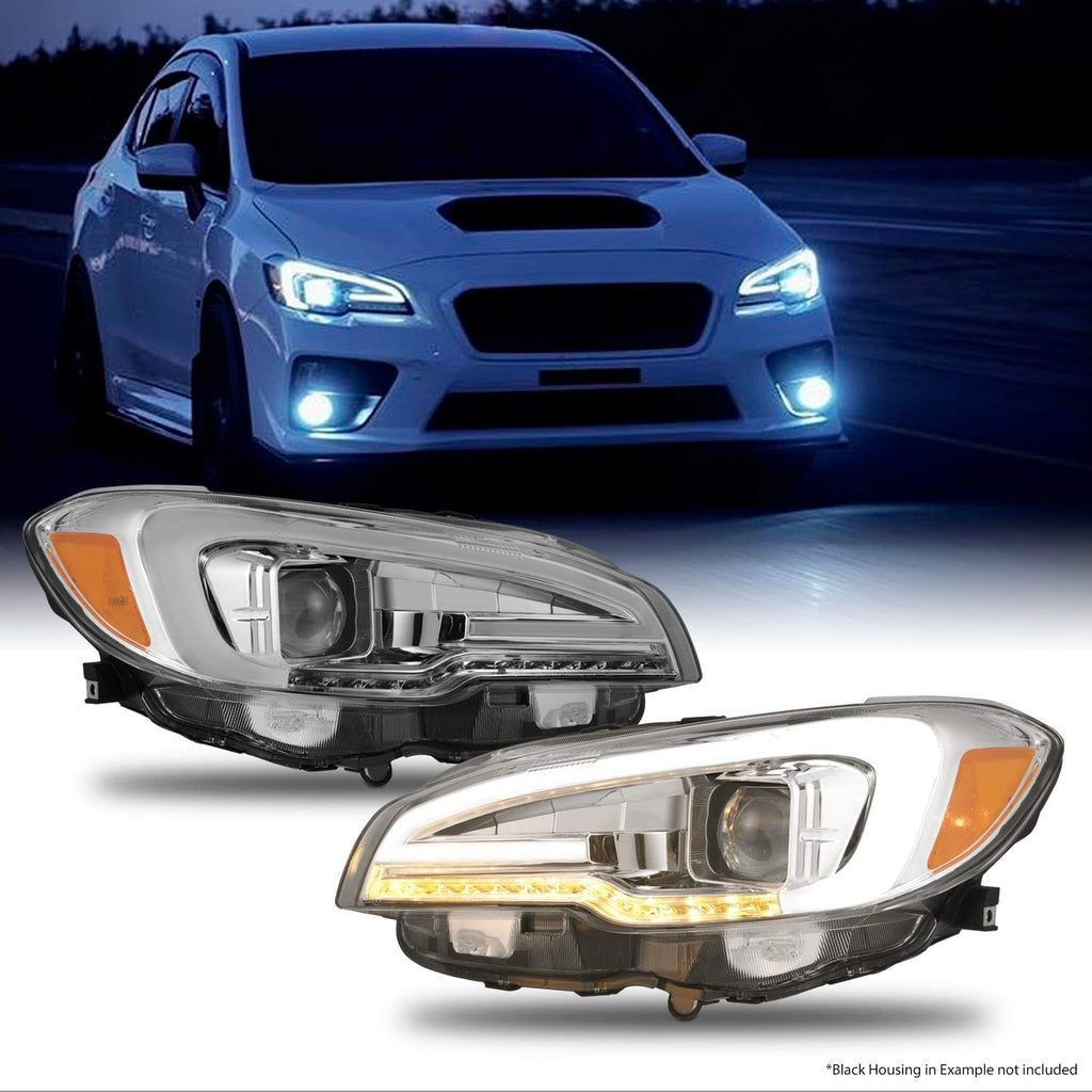 Black Smoked Projector Headlight with LED DRL and LED Sequential Signal U1440