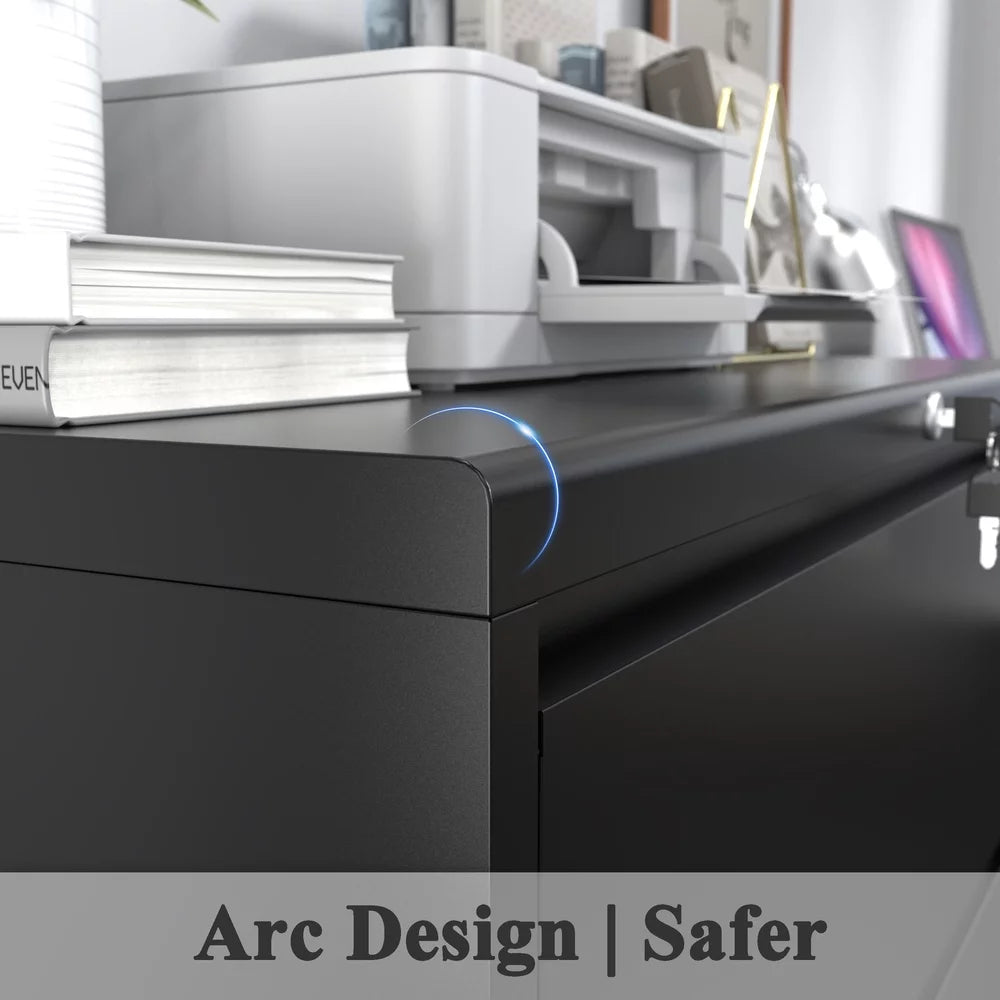 3 Drawer Black Metal File Cabinet with Lock X967