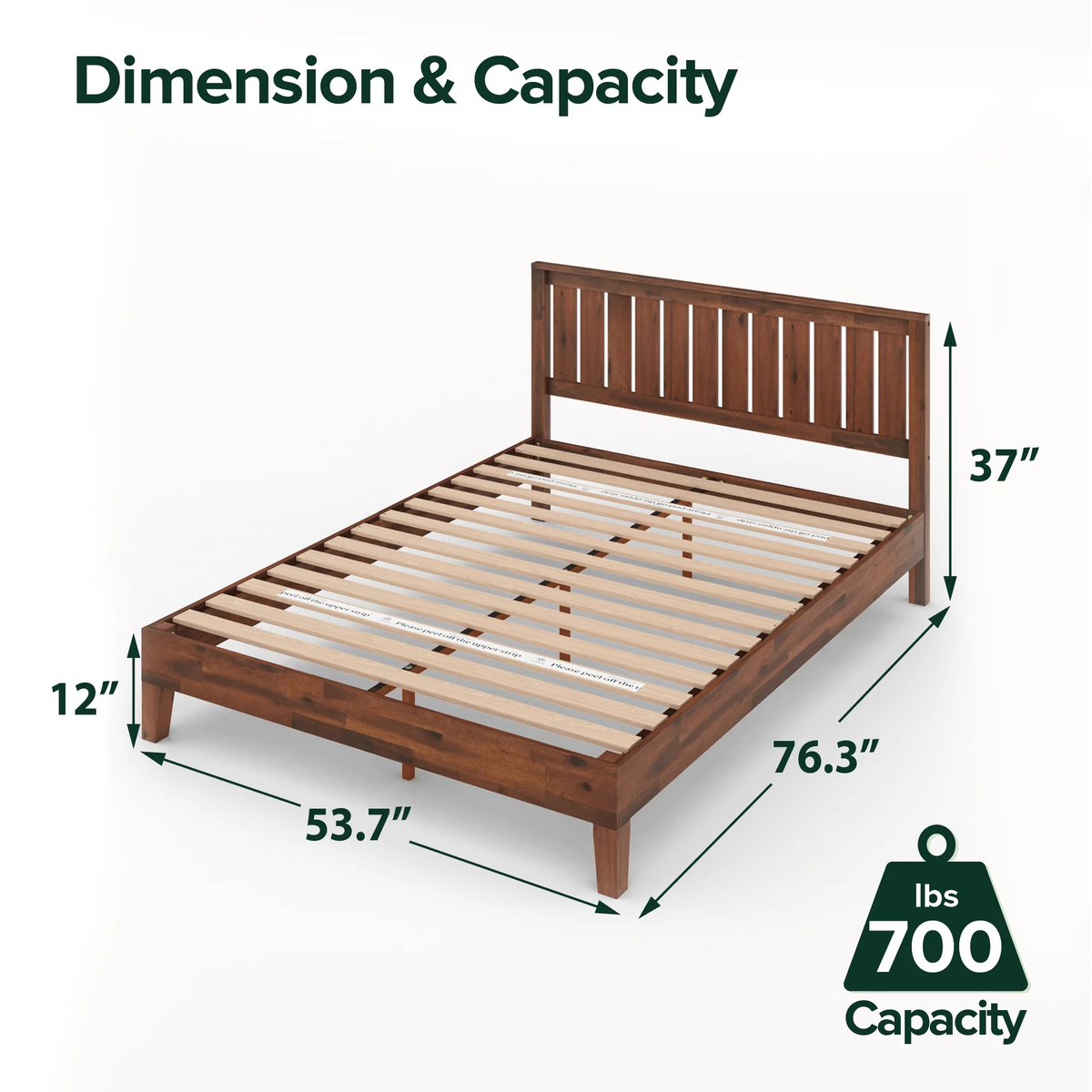 Queen Wood Platform Bed Frame with Headboard X864