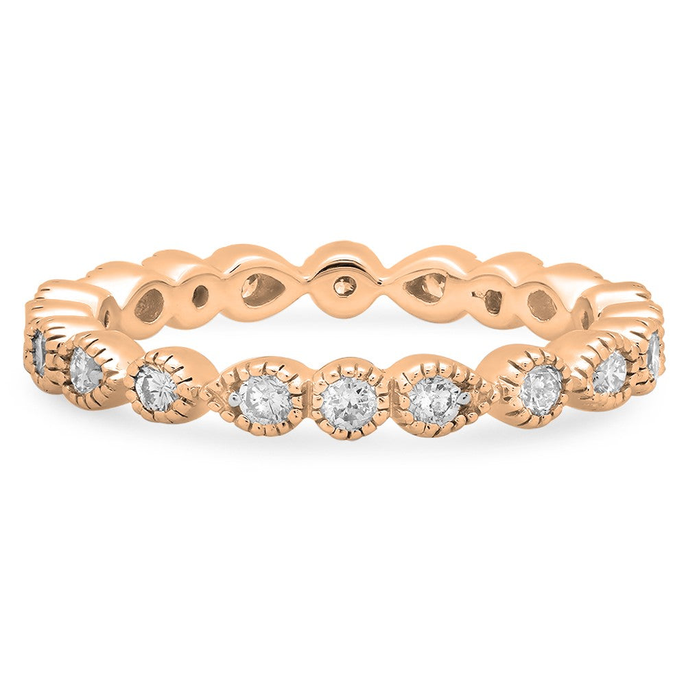 14K Rose Gold Diamond Eternity Band Ring D1879