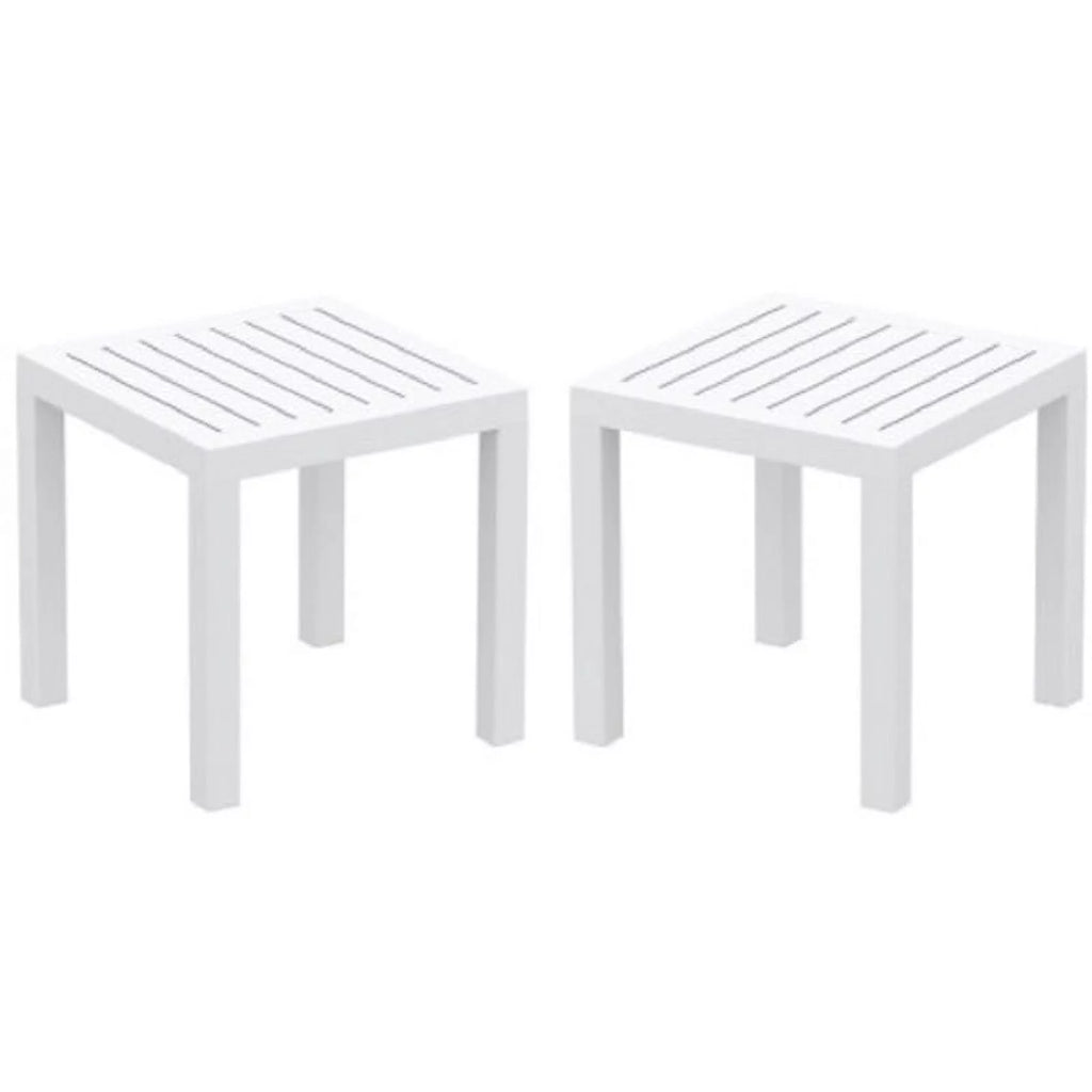 2 Piece White Resin Patio Side Table Set Z16217