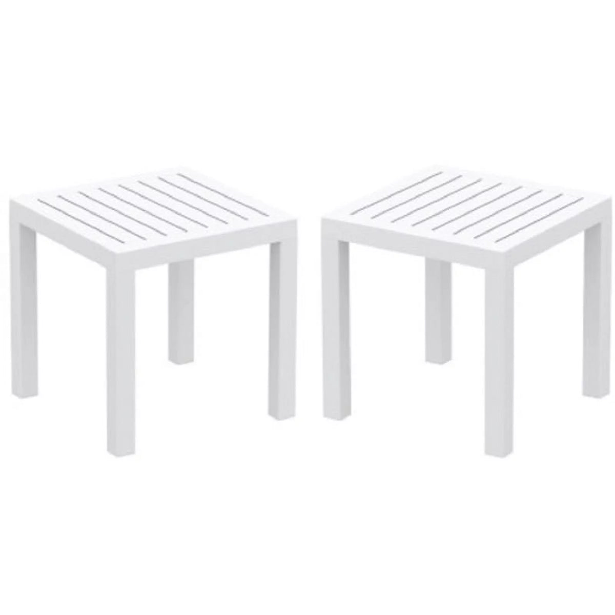 2 Piece White Resin Patio Side Table Set Z16217