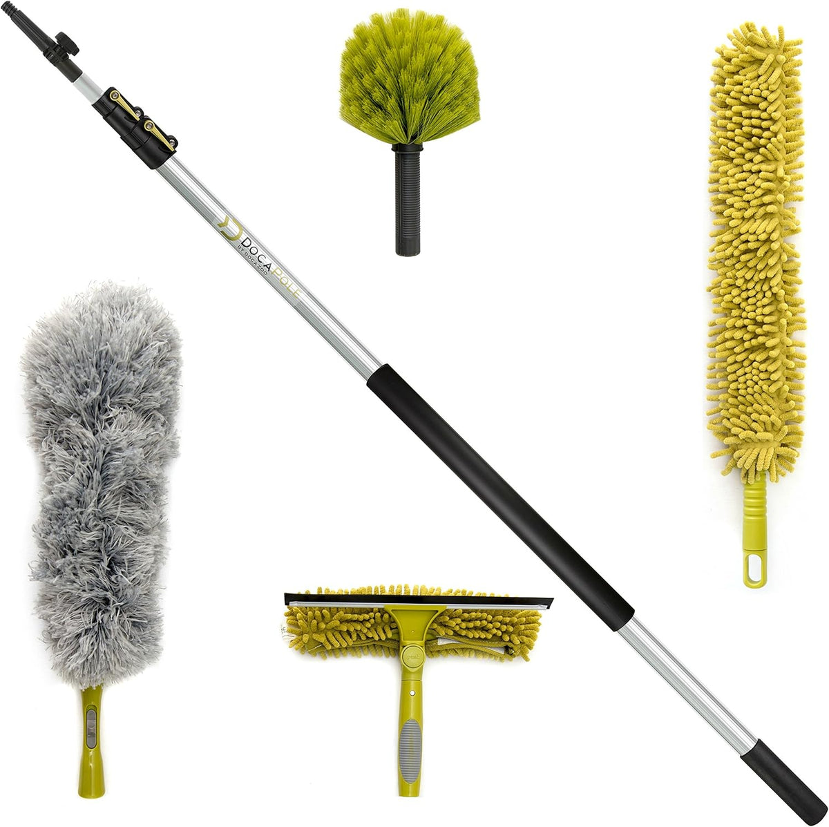 36 ft Telescoping Extension Pole Cleaning Kit with 3 Dusting Attachments and Window Squeegee M753081