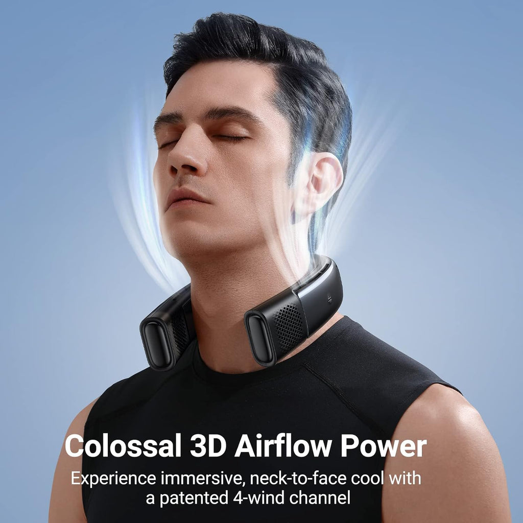 Black 4000 mAh Rechargeable Bladeless Neck Fan C631