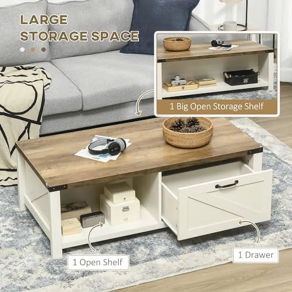 Farmhouse Coffee Table with Drawer Z669