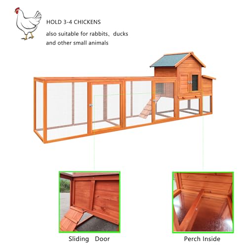 Large Wooden Chicken Coop with Run and Nesting Box G6429