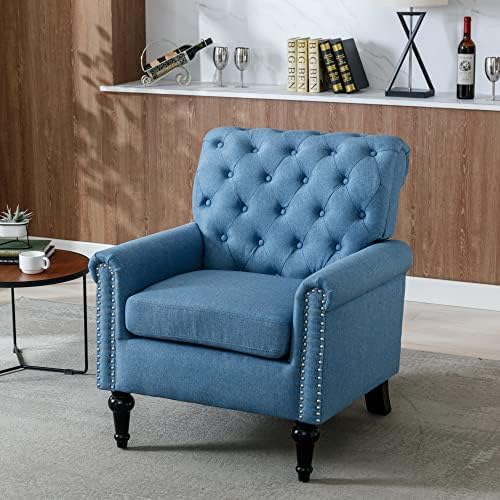 Chenille Fabric Accent Chair with Footrest V622069