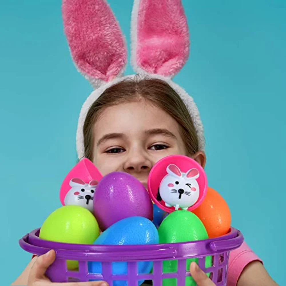 6 Toy Filled Easter Eggs with Mini Pull-n-Go Easter Bunnies H11932