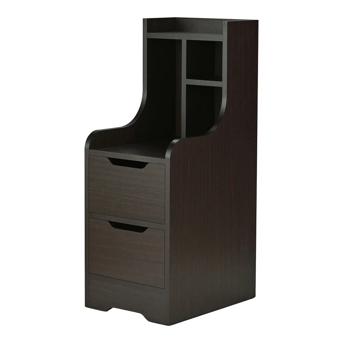 Walnut Wood 2-Drawer Nightstand with Open-Shelf Z51652