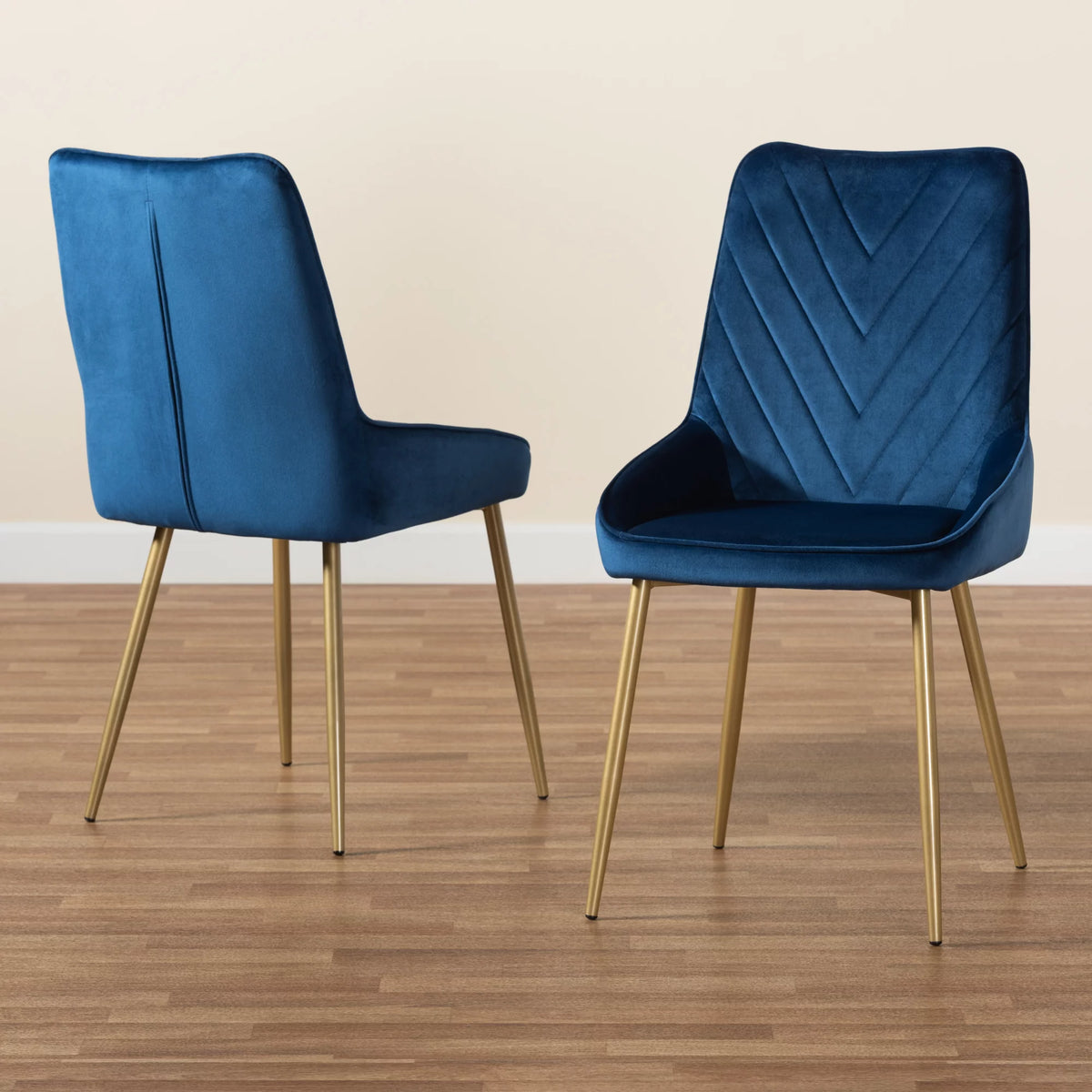 Navy Blue/Gold Dining Chair Set of 2 U9795