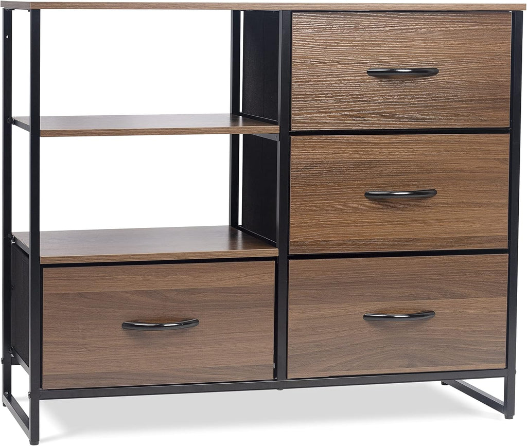 8 Drawer Tall Storage Tower with Fabric Bins, Dark Gray Q6535