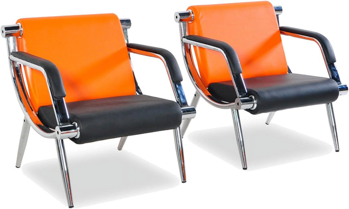 Orange And Black PU Leather Reception Chair T286