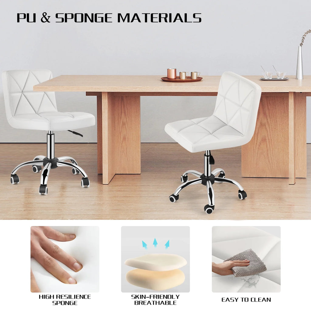 White Armless Swivel Desk Chair T6060