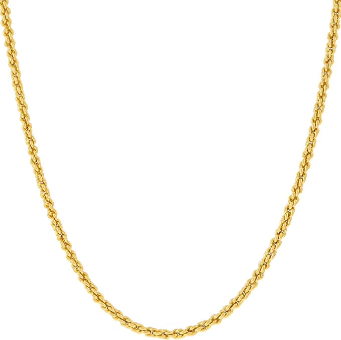 24k Real Gold Plated Rope Chain Necklace C65033