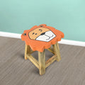 Handmade Mango Wood Orange Lion Shaped Stool K9661