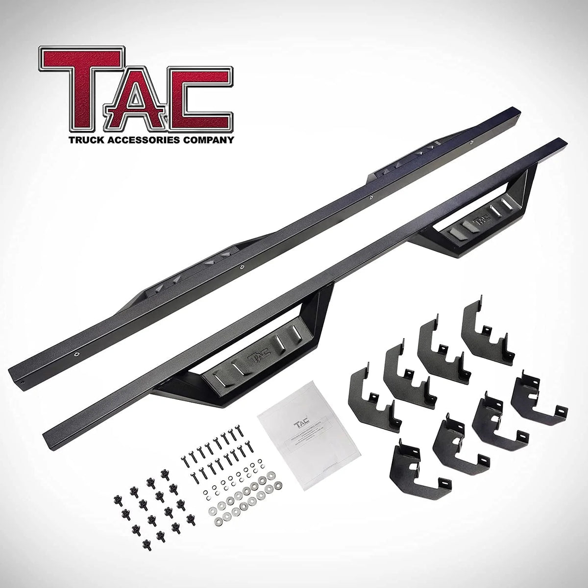 Black 4" Drop Side Steps Nerf Bars for Crew Cab Truck (2pcs) D520