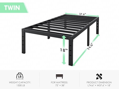 Full Size 18 in Heavy Duty Metal Platform Bed Frame R842