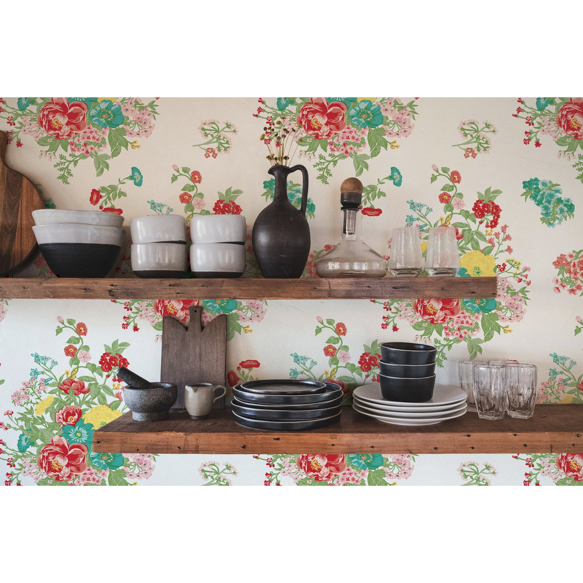 White Floral Peel and Stick Wallpaper B88531