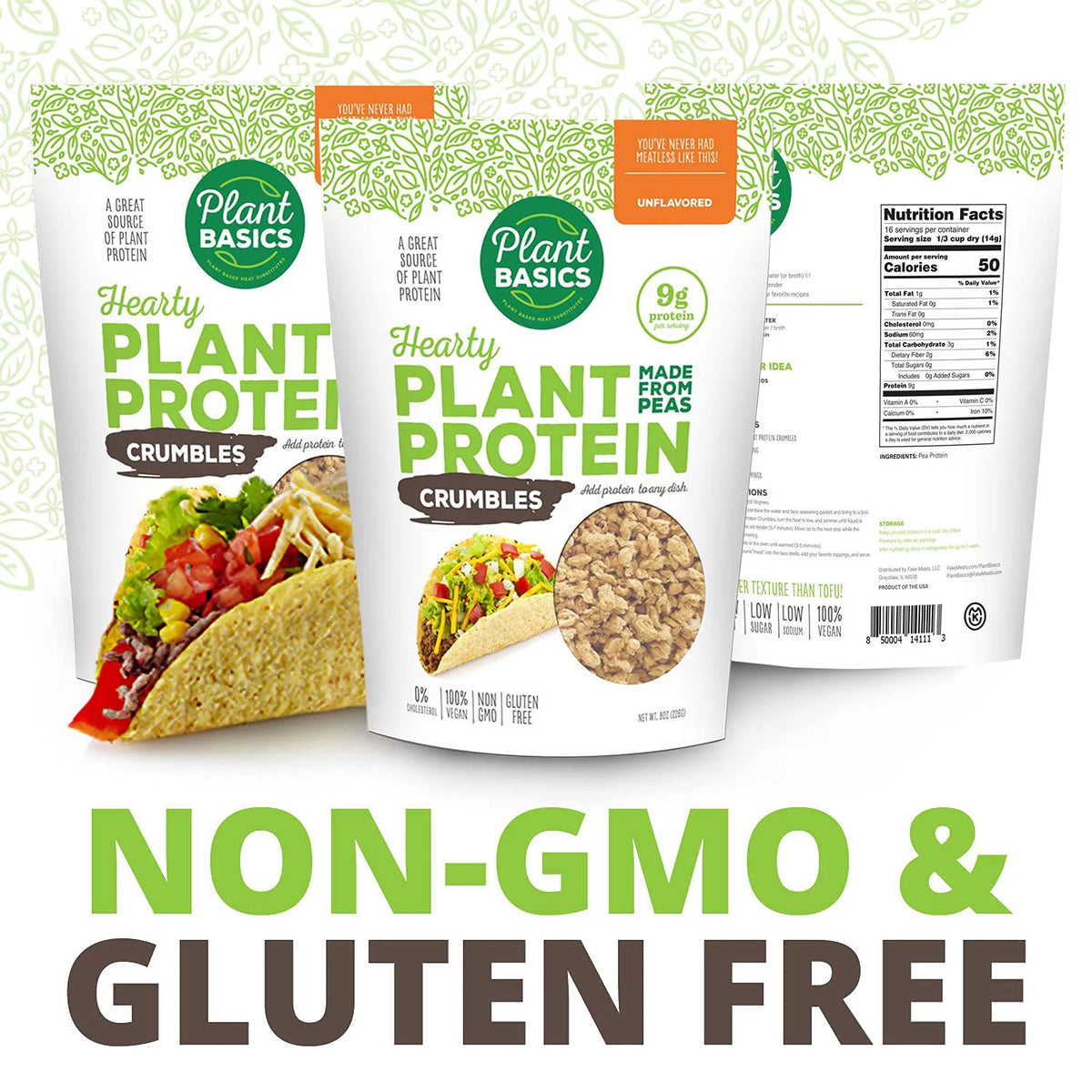 Unflavored Plant Protein Crumbles, 8 oz (Pack of 6) B394