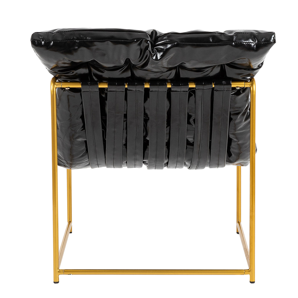 Black Faux Leather Sling Accent Chair Set of 2 P3147