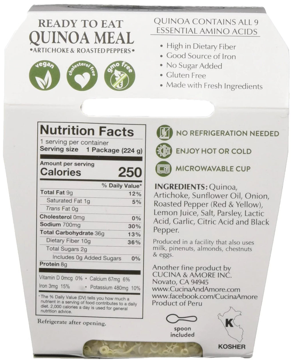 Quinoa Meal Artichoke & Roasted Pepper 7.9oz Pack of 6 H2123